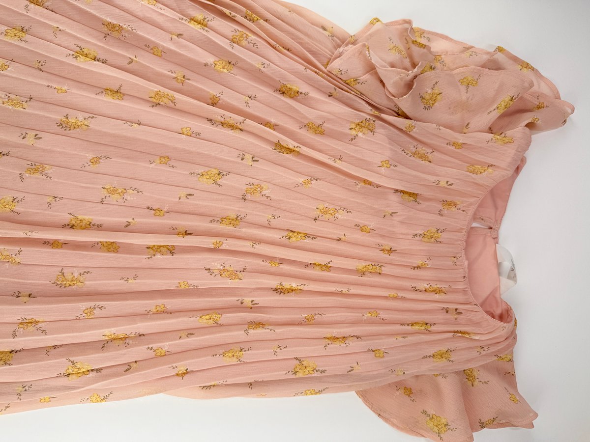 H&M Pink Floral Pleated Dress Size 7-8Y