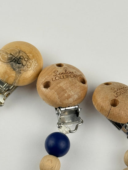 Loulou Lollipop Pacifier Clips 3-Pack Navy