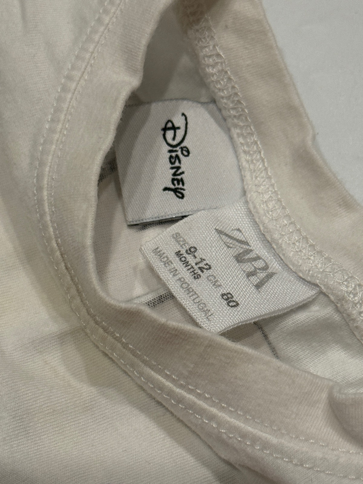 Zara Disney Mickey Mouse White Tee 9-12m