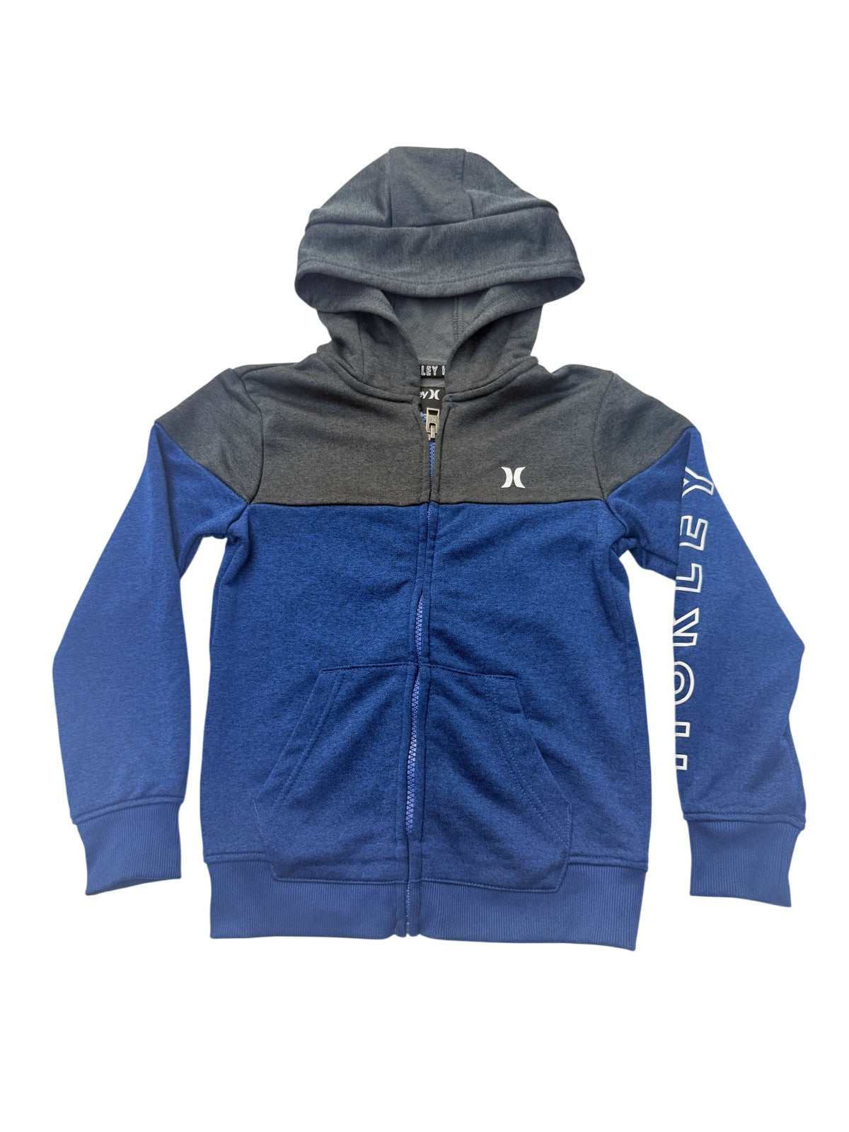 Hurley Blue Gray Colorblock Zip-Up Hoodie Size 5