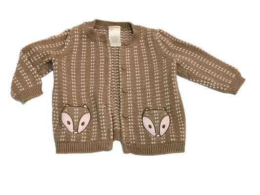 Gymboree Brown Fox Knit Cardigan 3-6m