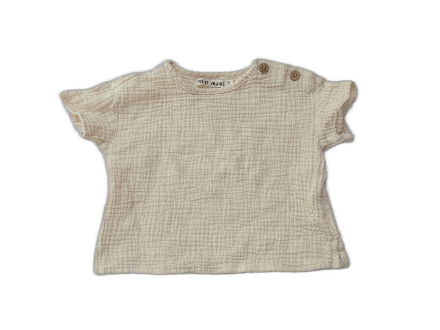 Petits Vilains Cream Muslin T-Shirt 6-12m