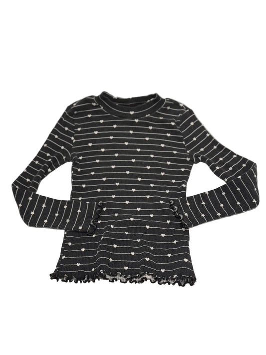 Old Navy Black Heart Stripe Long Sleeve S(6-7)