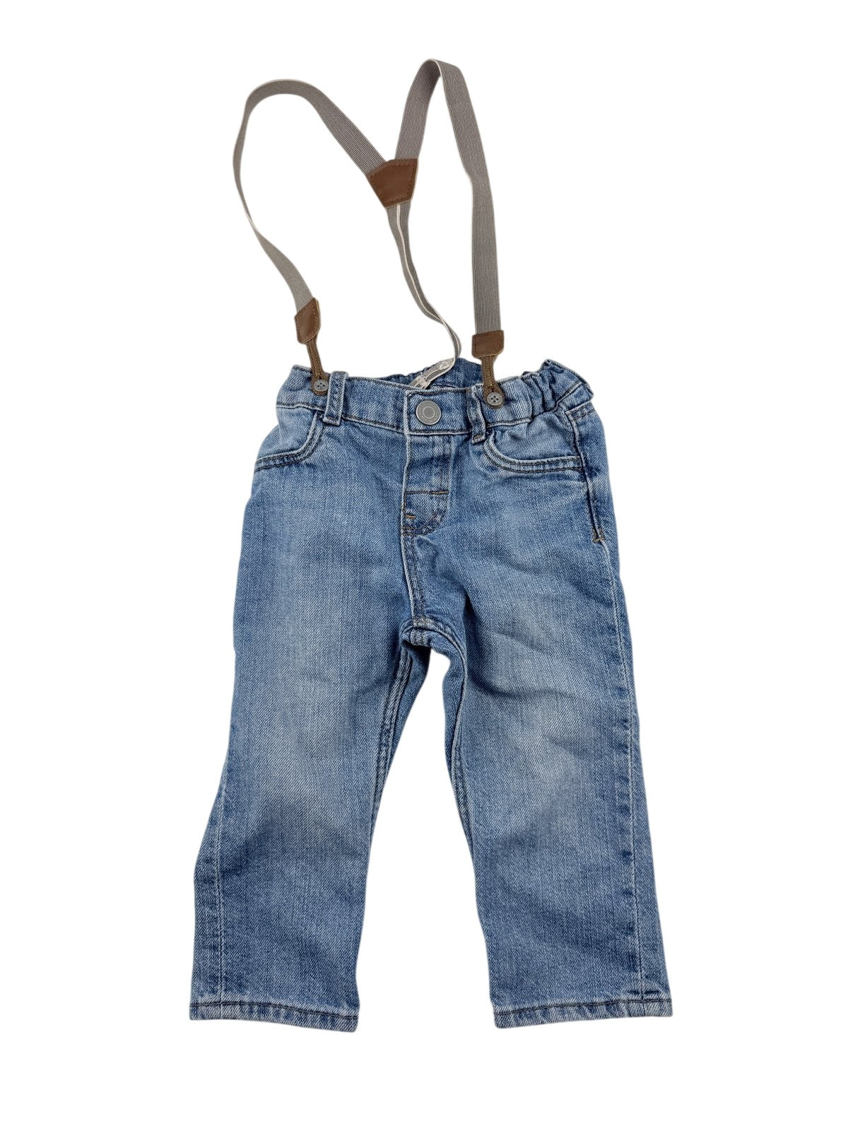 H&M Light Wash Jeans with Suspenders 9-12M