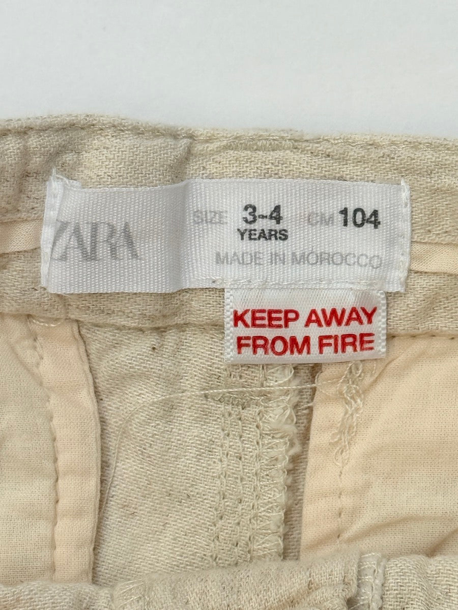 Zara Beige Linen Cotton Pants 3-4Y