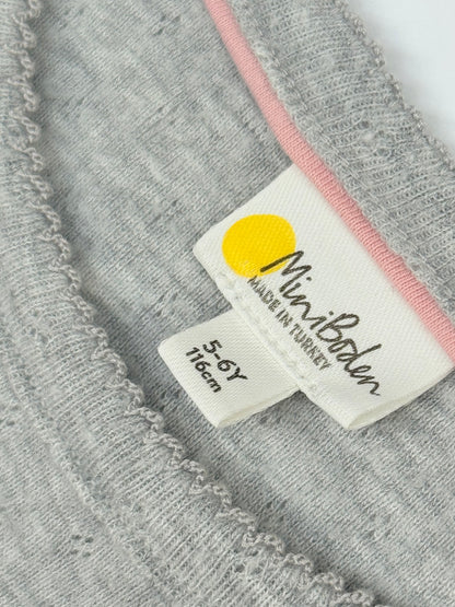 Mini Boden Gray Pointelle Top Size 5-6Y