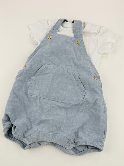 H&M Chambray Overalls and Bodysuit Set 4-6M