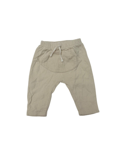 Zara Beige Cotton Drawstring Baby Pants 0-3M