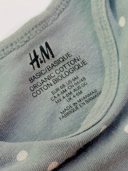 H&M Polka Dot Long Sleeve Bodysuit 6M