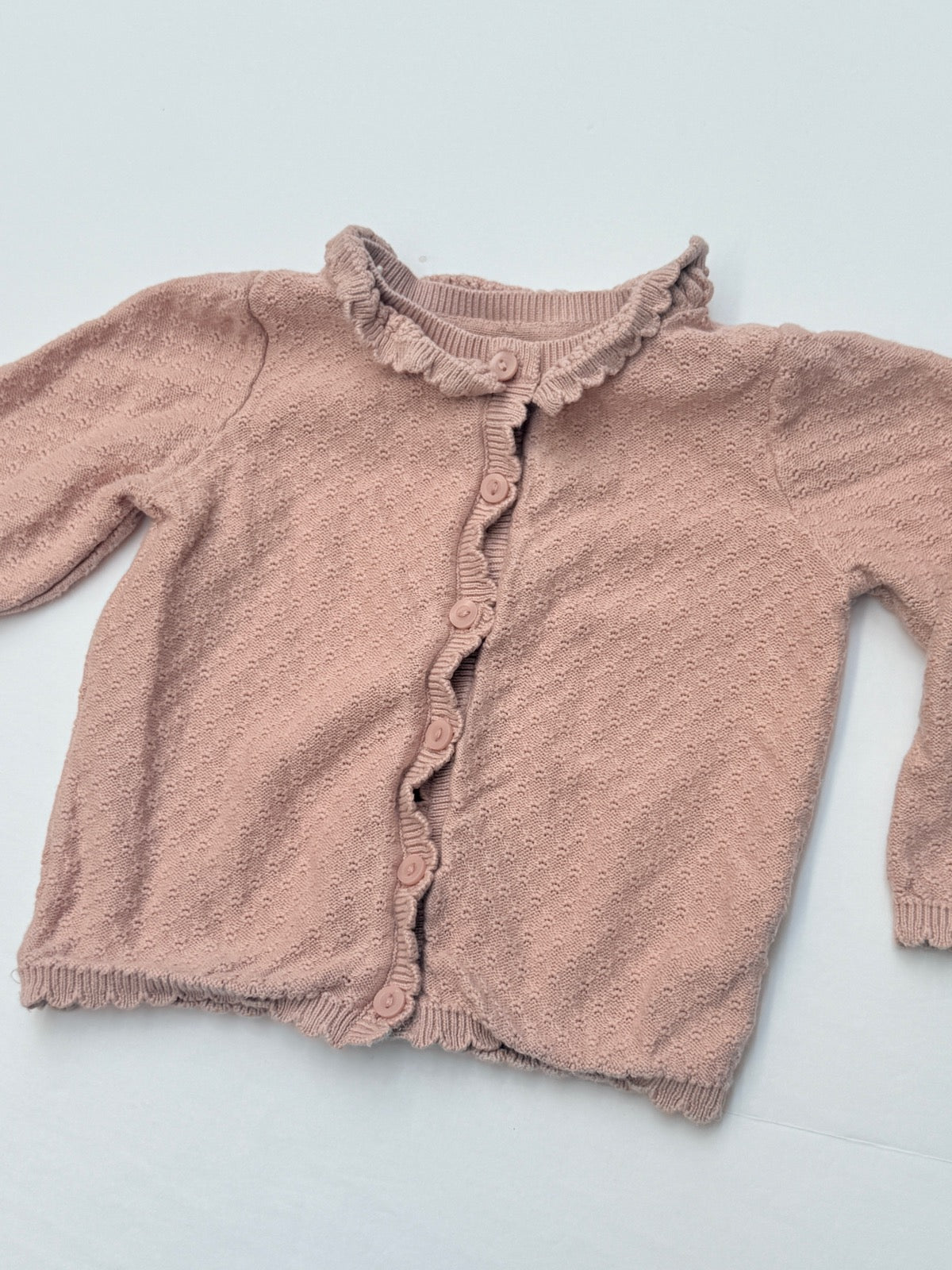 H&M Pink Pointelle Knit Cardigan 9-12M