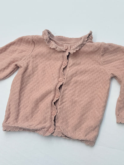 H&M Pink Pointelle Knit Cardigan 9-12M