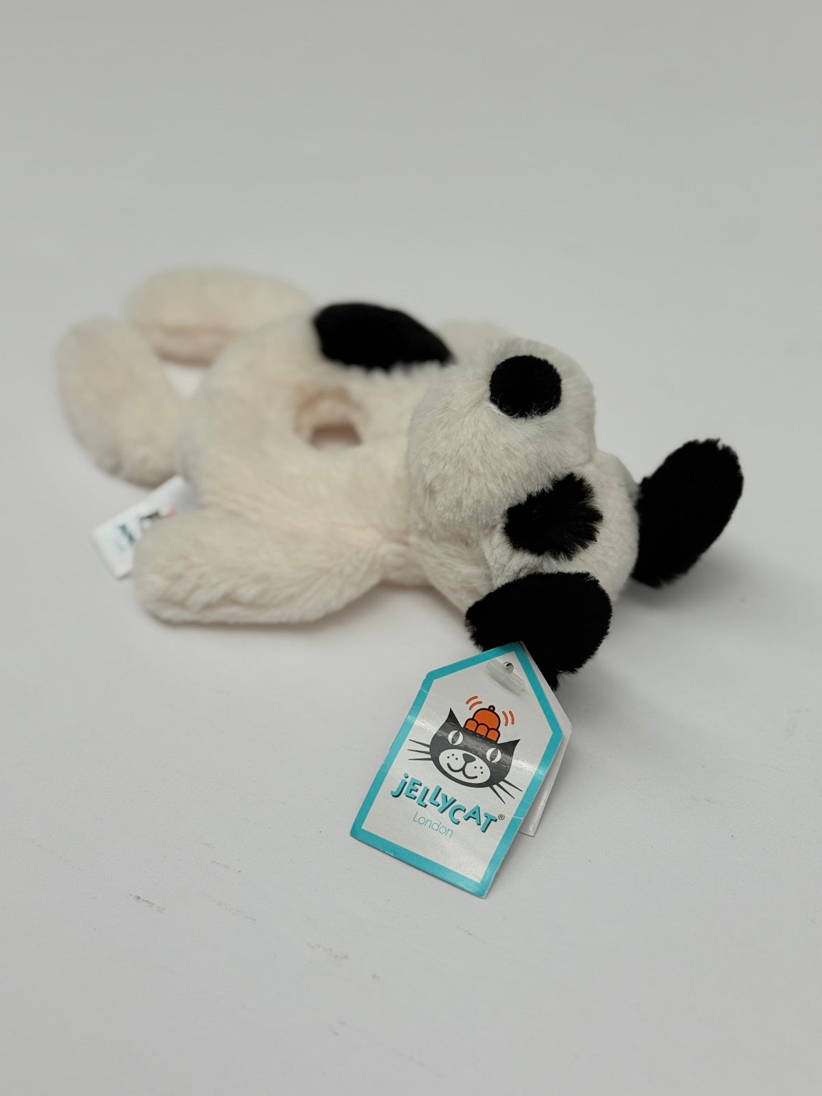 NWT - Jellycat Bashful Black Cream Puppy Ring Rattle