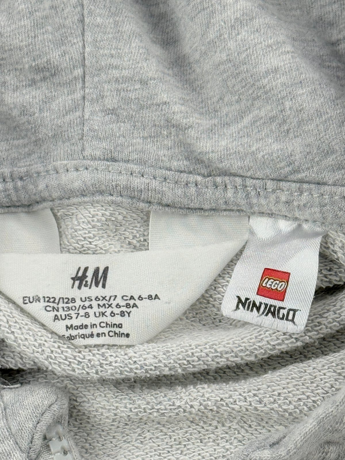 H&M Lego Ninjago Gray Zip Hoodie Size 6-8Y