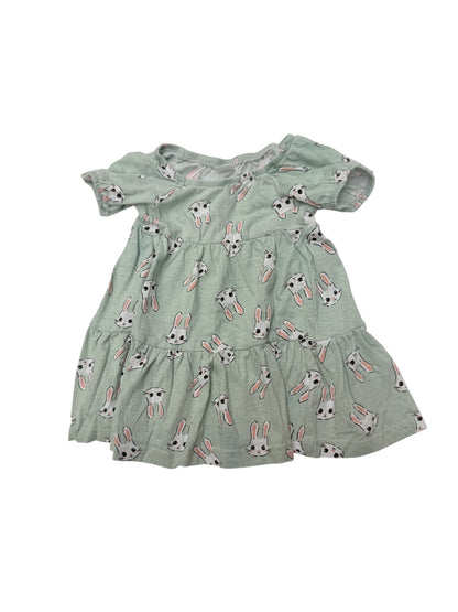 S.Kids Bunny Print Tiered Dress 9-12M