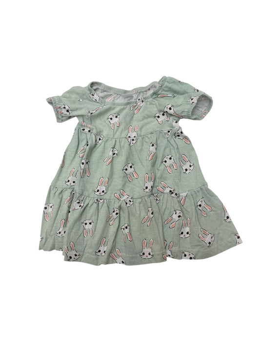 S.Kids Bunny Print Tiered Dress 9-12M