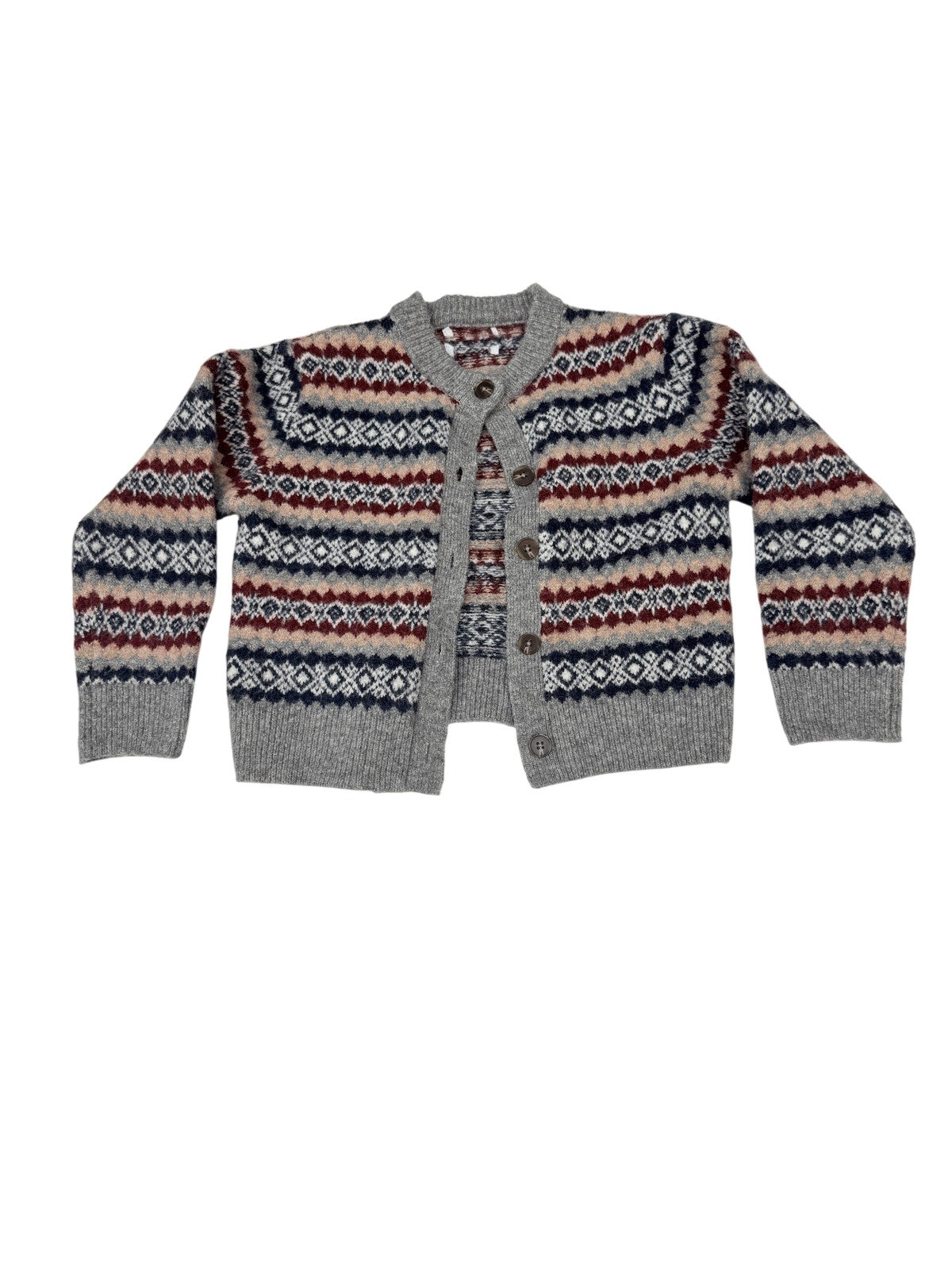 Fair Isle Knit Cardigan Sweater Kids 8-10Y