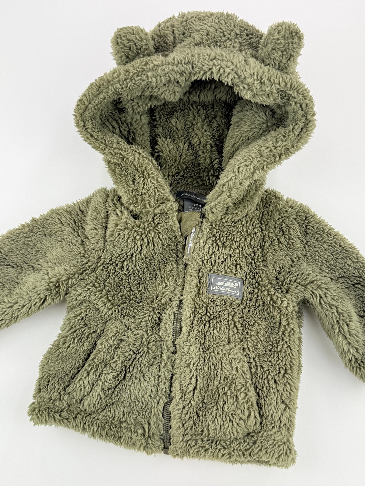 Eddie Bauer Olive Sherpa Bear Ear Jacket 0/3M