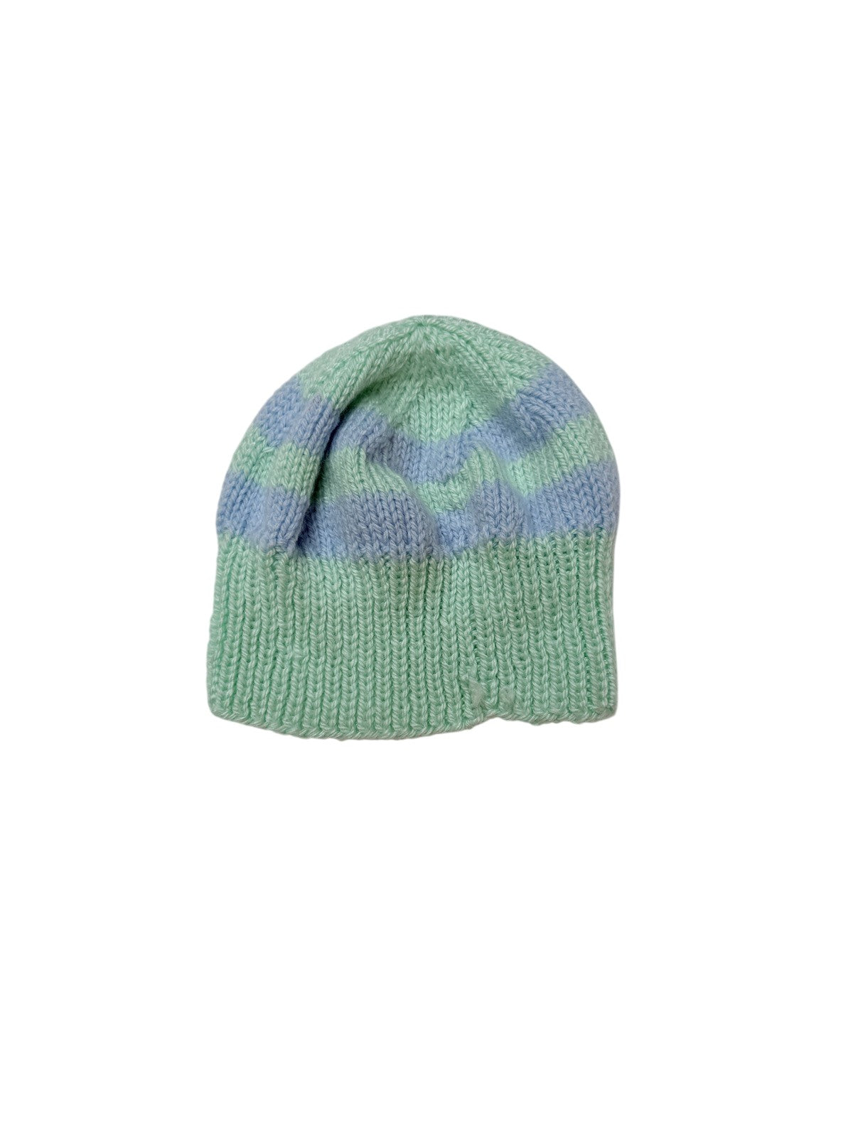 Green Blue Striped Knit Beanie Hat 0-12m