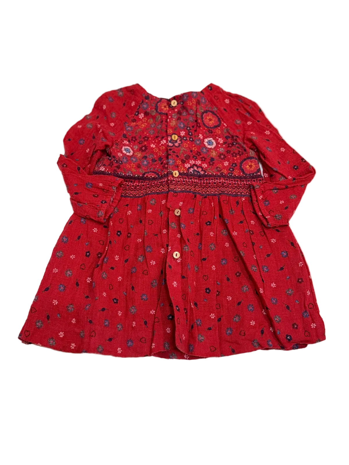 Zara Baby Girl Red Floral Dress 18-24m