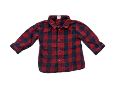 H&M Red Navy Plaid Flannel Shirt 9-12M