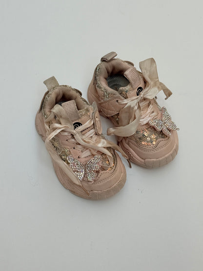Butterfly Sequin Pink Sneakers Size 21