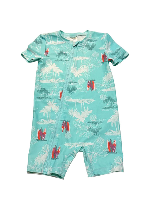 OshKosh B'gosh Teal Tropical Rashguard Swimsuit 24m