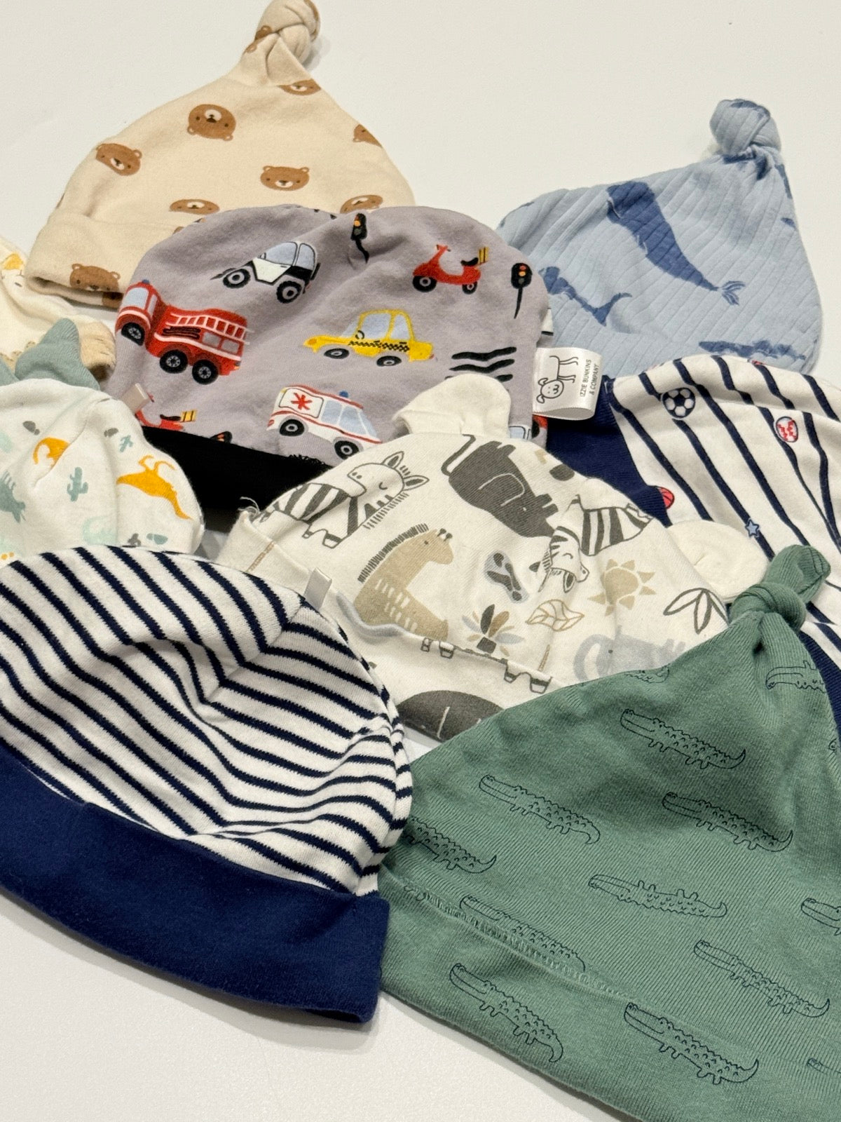 Cotton Pea 9-Piece Baby Knot Hat Bundle 0-3M
