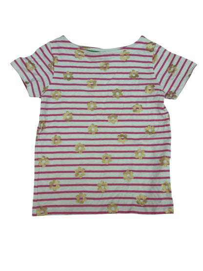 Boden Pink Stripe Gold Flower T-Shirt 4-5Y