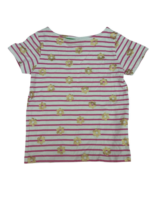 Boden Pink Stripe Gold Flower T-Shirt 4-5Y