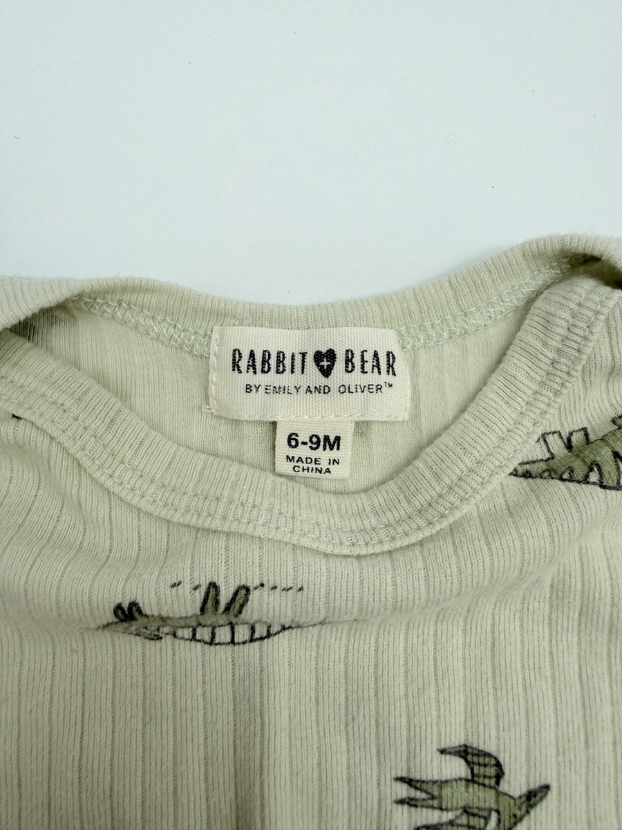 Rabbit + Bear Dinosaur Print Bodysuit 6-9M