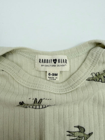 Rabbit + Bear Dinosaur Print Bodysuit 6-9M