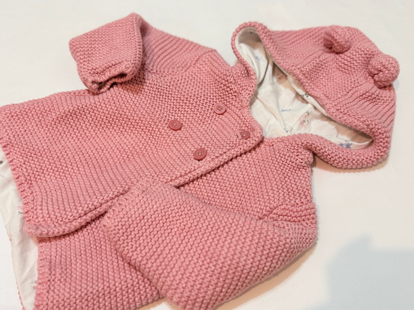 M&S Pink Knit Cardigan Set 6-9M