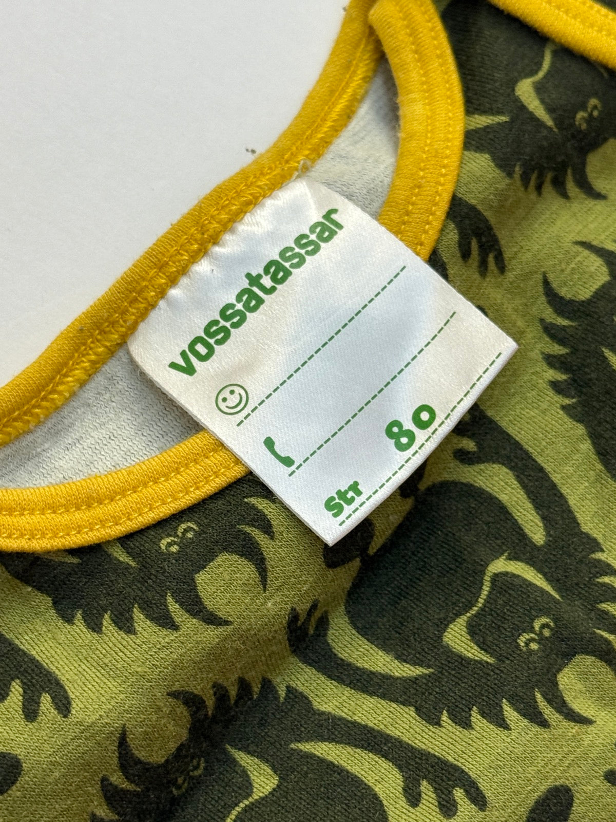 Vossatassar Wool / Cotton Monster Print Bodysuit Size 80 /12m