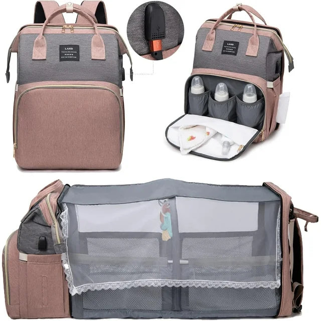 Diaper Bag Backpack with Cot / Bassinet