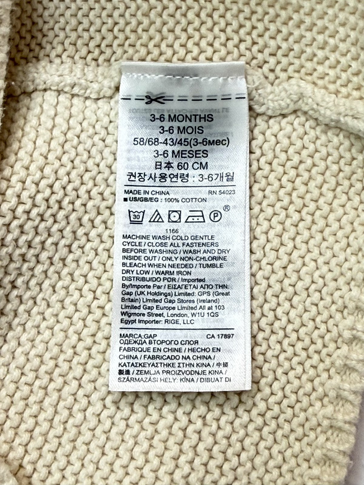 Baby Gap Cream Knit Hoodie Set 3-6m