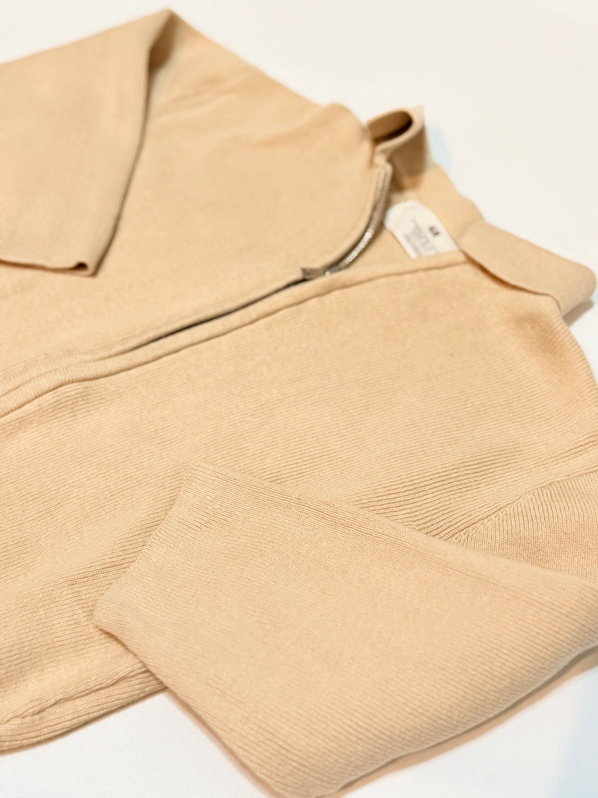 H&M Beige Zip-Up Knit Cardigan 3-4T