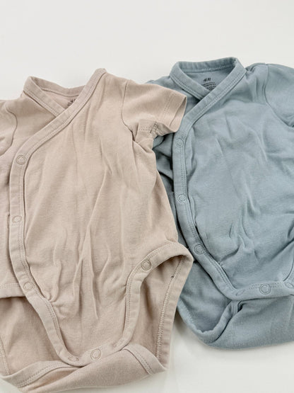 H&M Organic Cotton Wrap Bodysuit 2-Pack 3M