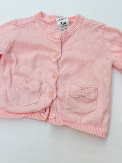 Carter's Pink Bow Pocket Cardigan 3M