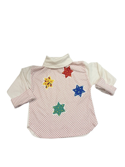 Vintage Sears Polka Dot Christmas Star Turtleneck Top 6M