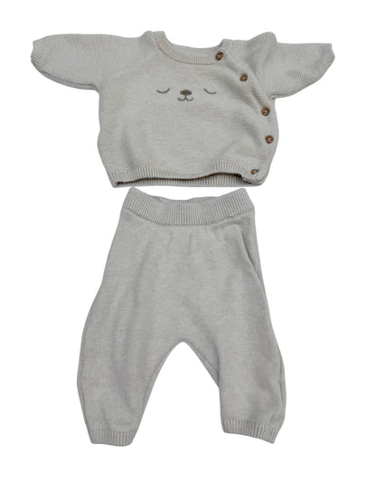 H&M Bear Face Knit Sweater Set Newborn