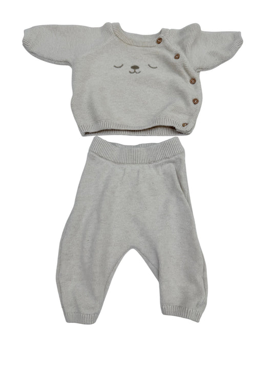 H&M Bear Face Knit Sweater Set Newborn