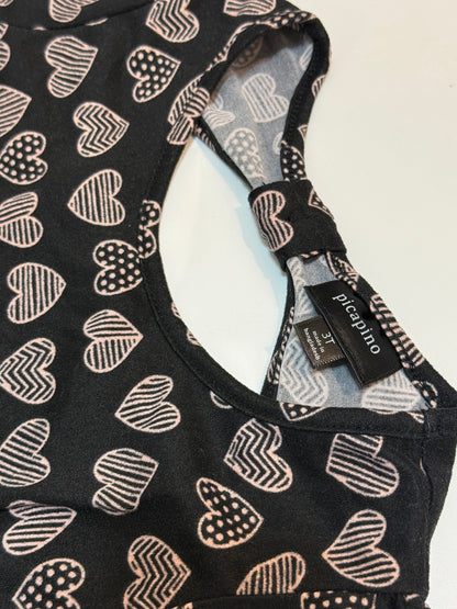 Picapino Black Heart Print Jumpsuit 3T