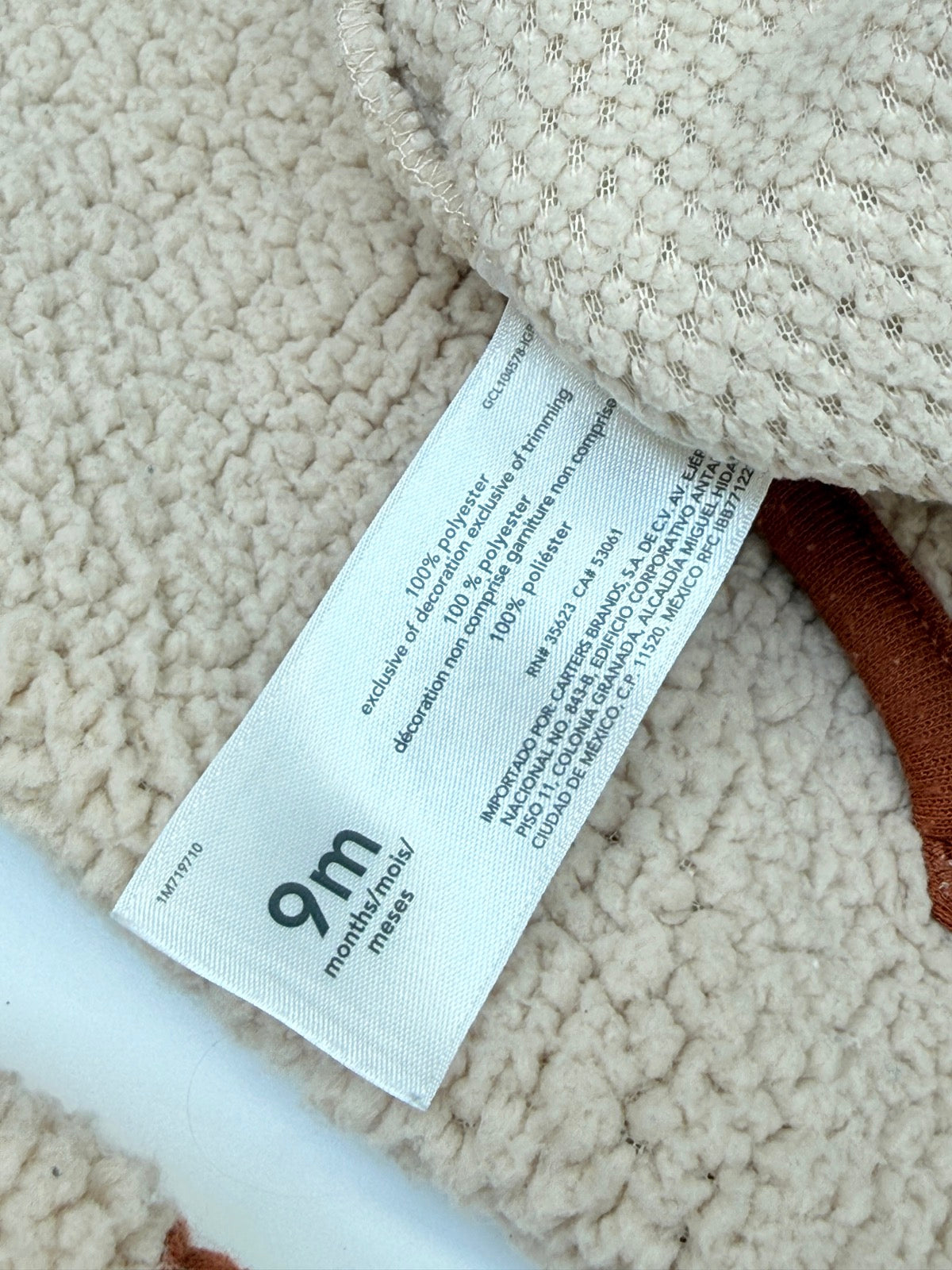 Carter's Sherpa Hooded Jumpsuit 9m