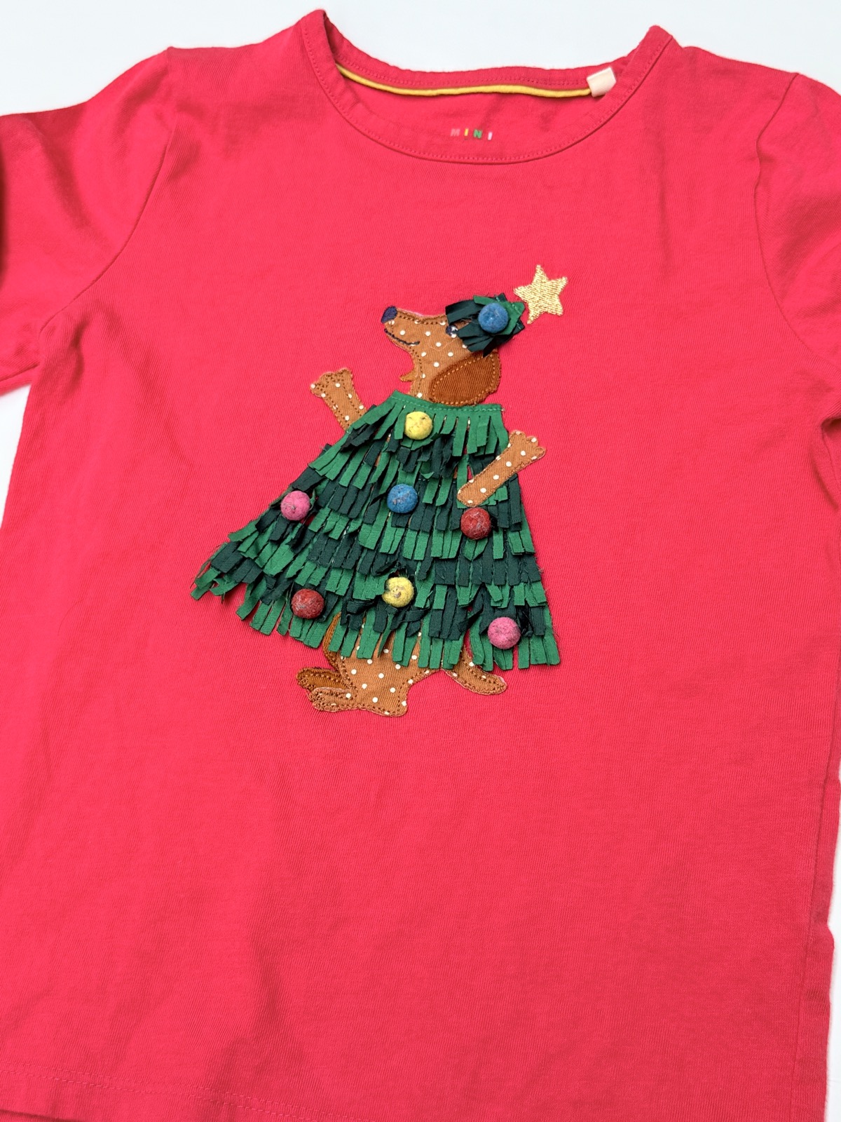 Mini Boden Dog Christmas Tree T-Shirt 6-7Y