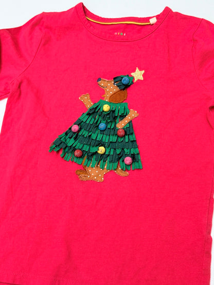 Mini Boden Dog Christmas Tree T-Shirt 6-7Y