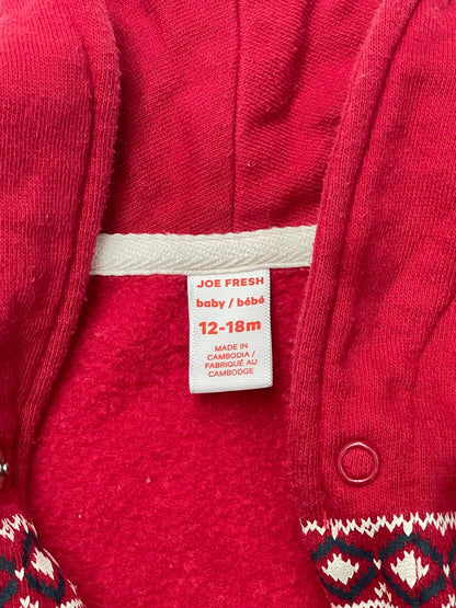 Joe Fresh Red Fair Isle Hooded Romper 12-18M