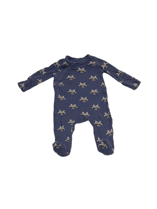 Baby Gap Blue Raccoon Footed Sleeper NB up to 7lbs