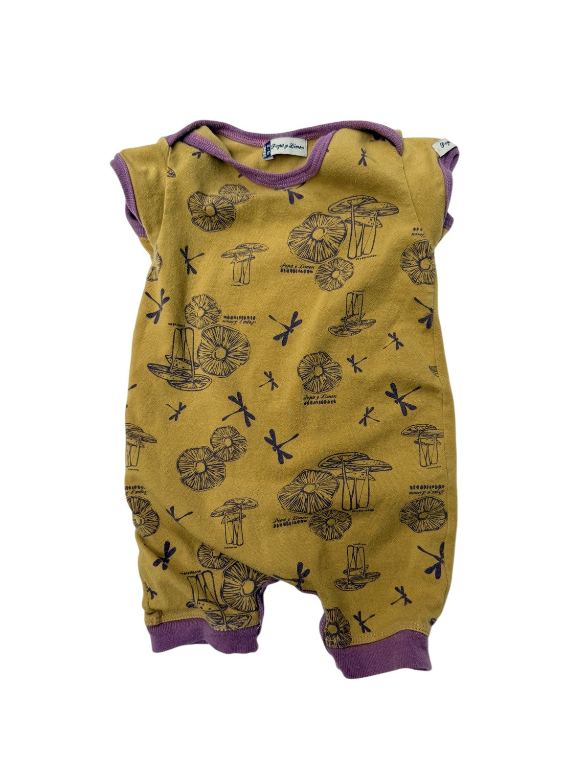 Pepa y Limon Mushroom Print Romper 3-6M