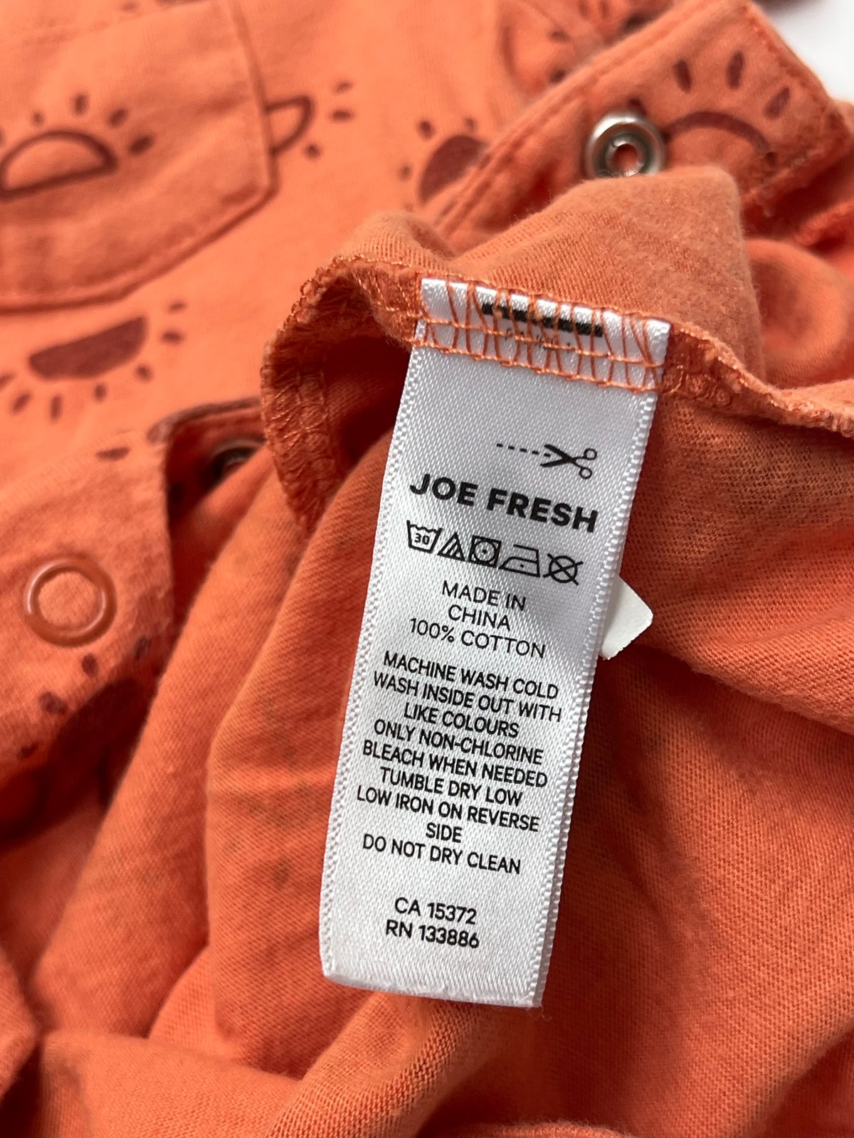 Joe Fresh Orange Sun Print Romper 6-12M