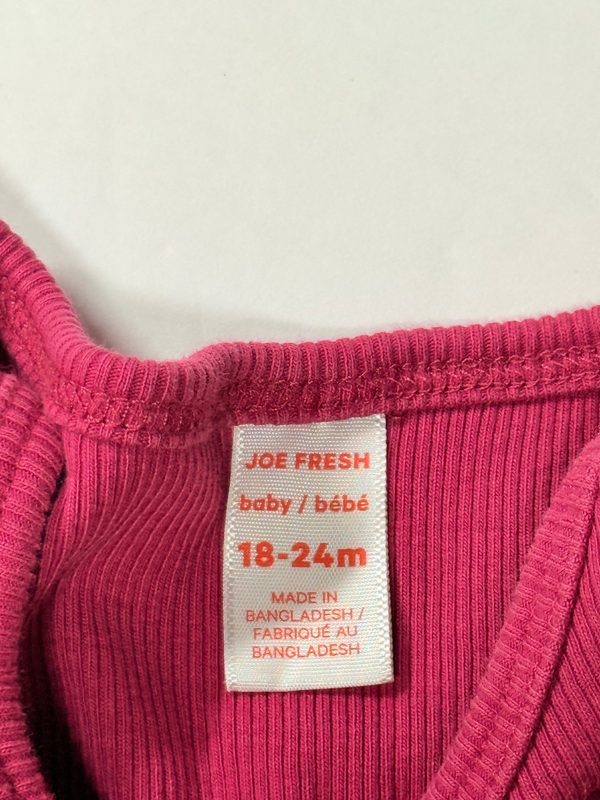 Joe Fresh Pink Ruffle Ribbed Bodysuit 18-24M